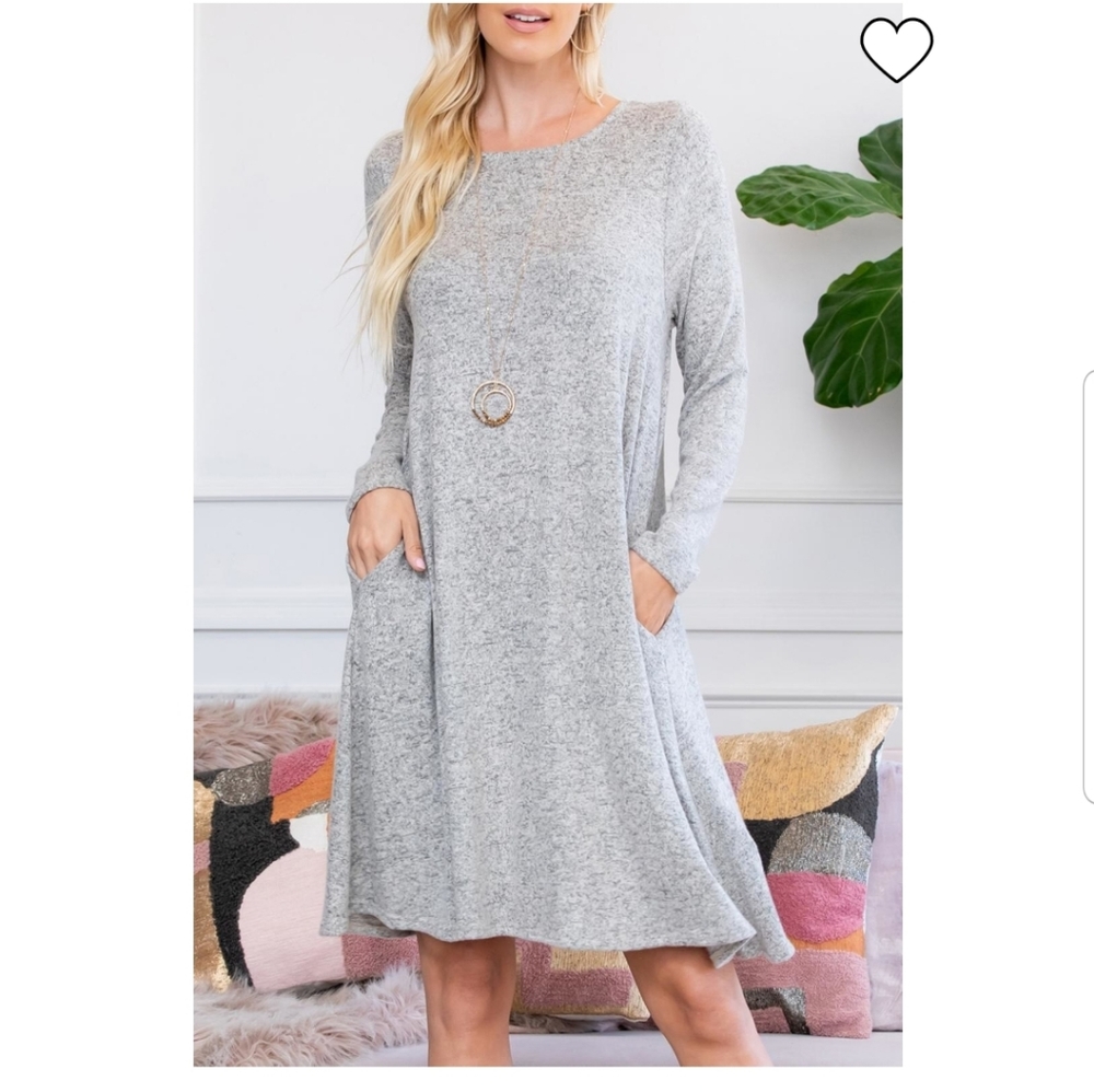 RIAH FASHIONS gray sweater tunic swing aline dress